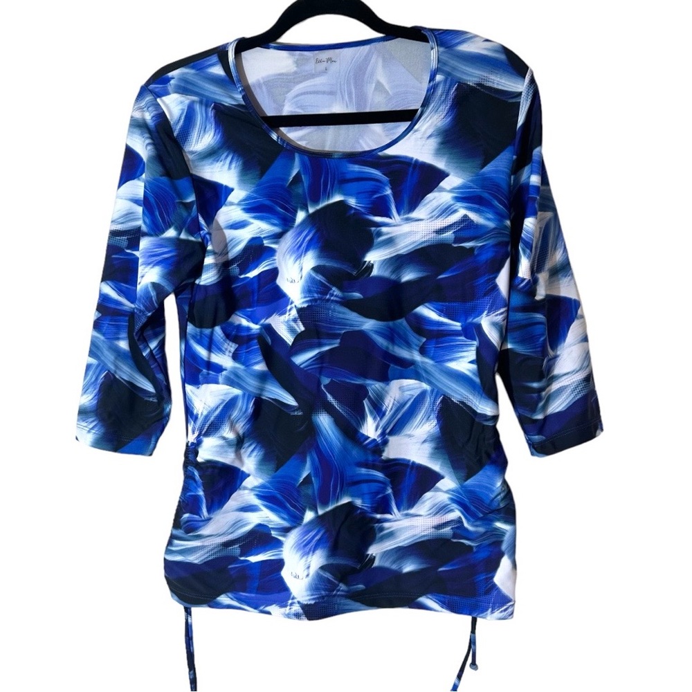 Ella May Long Sleeve Swim Top Tankini Blue and White UV Protection Sun Shirt